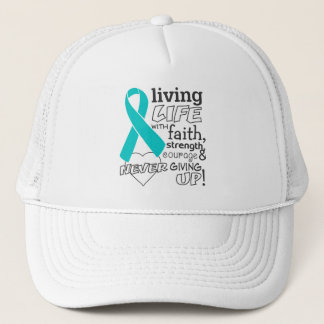 Ovarian Cancer Living Life With Faith Trucker Hat