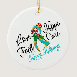 Ovarian Cancer Love Hope Holidays Ceramic Ornament