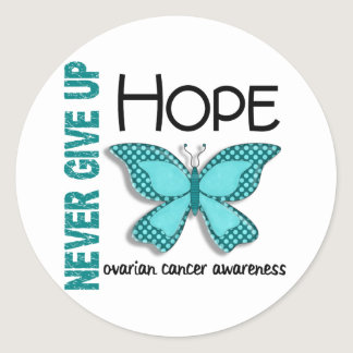 Ovarian Cancer Never Give Up Hope Butterfly 4.1 Classic Round Sticker