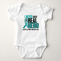 Ovarian Cancer NEVER KNEW A HERO 2 Mom Baby Bodysuit