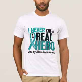 Ovarian Cancer NEVER KNEW A HERO 2 Mom T-Shirt