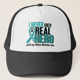 Ovarian Cancer NEVER KNEW A HERO 2 Niece Trucker Hat