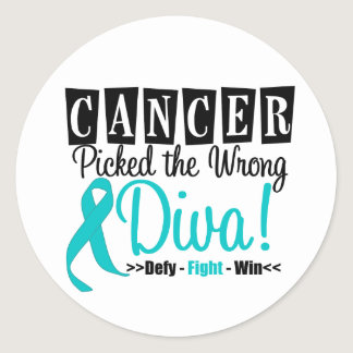 Ovarian Cancer Picked The Wrong Diva v2 Classic Round Sticker