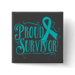 Ovarian Cancer Proud Survivor Pinback Button