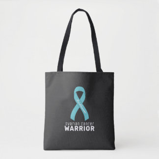 Ovarian Cancer Ribbon Black Tote Bag