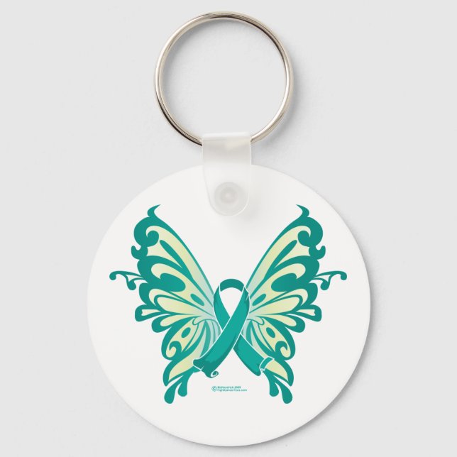 Ovarian Cancer Ribbon Butterfly Keychain (Front)