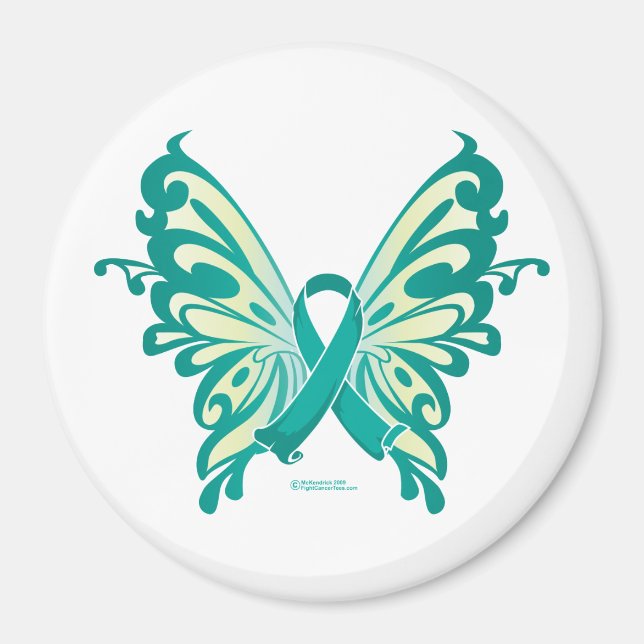 Ovarian Cancer Ribbon Butterfly Magnet (Front)