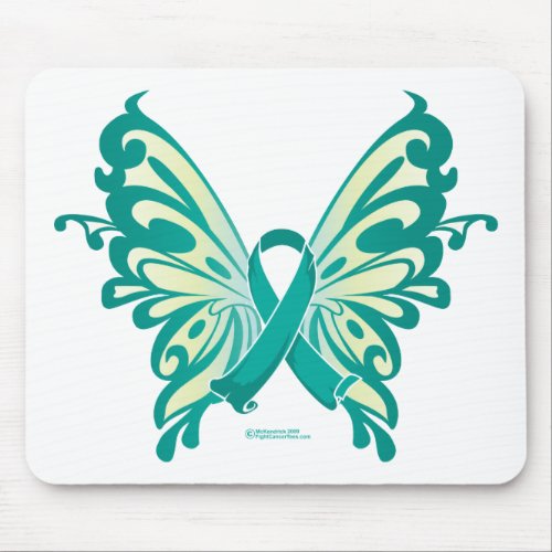 Ovarian Cancer Ribbon Butterfly Mouse Pad