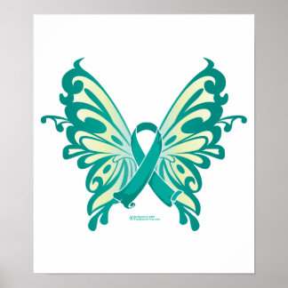 Ovarian Cancer Ribbon Butterfly Poster