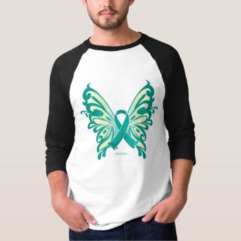 Ovarian Cancer Ribbon Butterfly T-shirt by fightcancertees at Zazzle