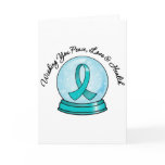 Ovarian Cancer Ribbon Merry Christmas Snowglobe Holiday Card