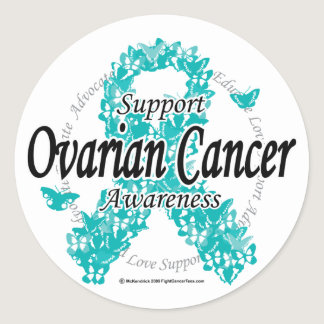 Ovarian Cancer Ribbon of Butterflies Classic Round Sticker