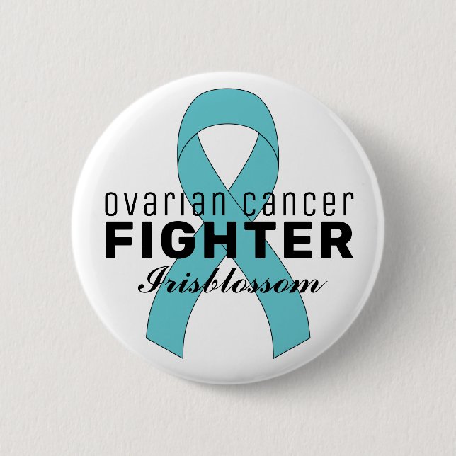 Ovarian Cancer Ribbon White Button (Front)