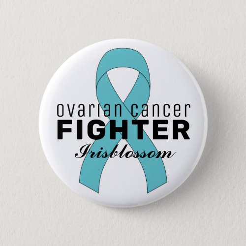 Ovarian Cancer Ribbon White Button