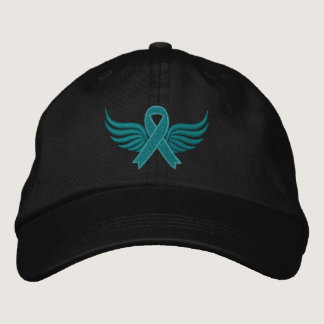 Ovarian Cancer Ribbon Wings Embroidered Baseball Cap