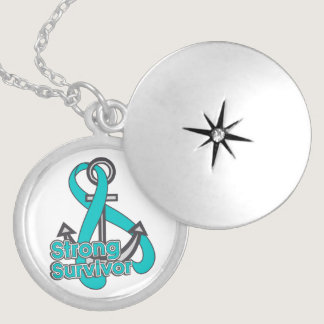 Ovarian Cancer  Strong Survivor Anchor Silver Plated Necklace