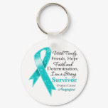 Ovarian Cancer Support Strong Survivor Keychain