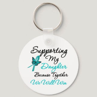 Ovarian Cancer Supporting My Daughter Keychain