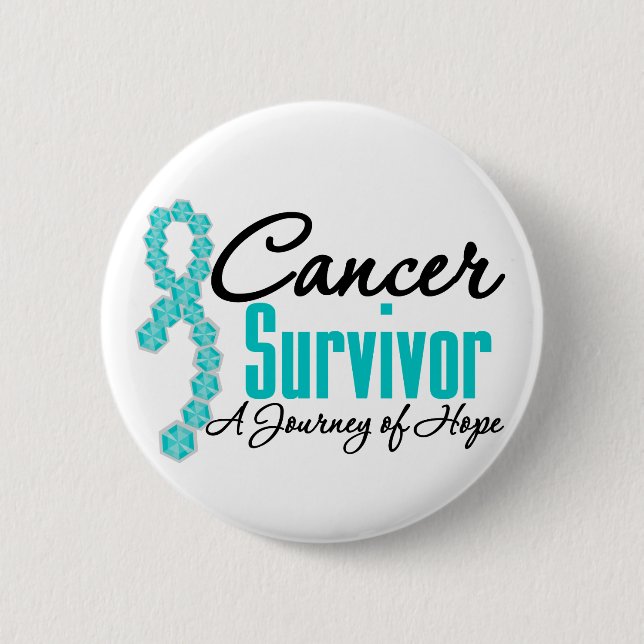 Ovarian Cancer Survivor Awareness Journey Ribbon Button (Front)