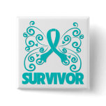 Ovarian Cancer Survivor Butterfly Button