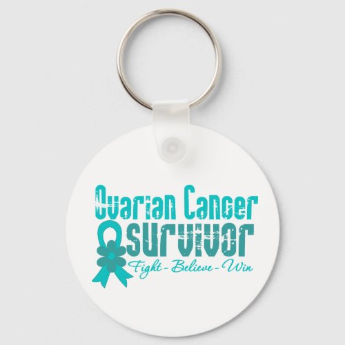 Ovarian Cancer Survivor Flower Ribbon Keychain