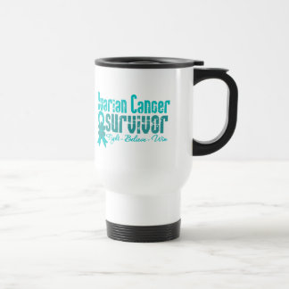 Ovarian Cancer Survivor Flower Ribbon Travel Mug