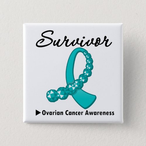 Ovarian Cancer Survivor Gemstone Ribbon Button