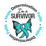 Ovarian Cancer Survivor Hope Determination Faith Classic Round Sticker
