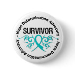 Ovarian Cancer Survivor Tribal Ribbon Pinback Button