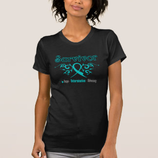 Ovarian Cancer Survivor Tribal Ribbon T-Shirt
