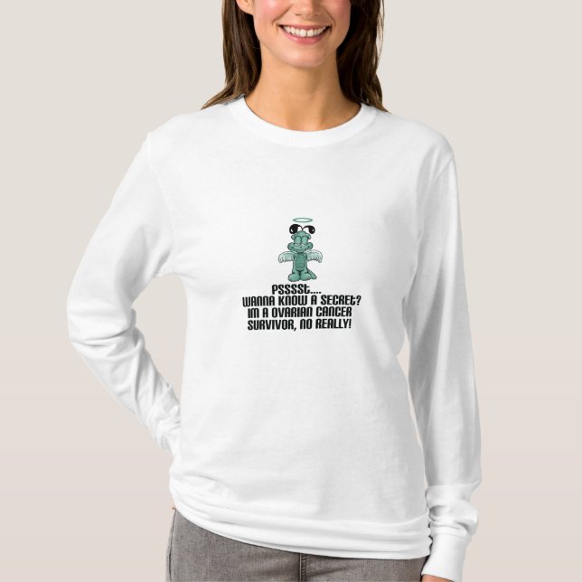 Ovarian Cancer survivor with angel T-Shirt (Front)
