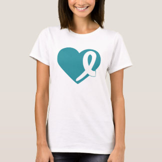 Ovarian Cancer t-shirt Heart and Teal Ribbon