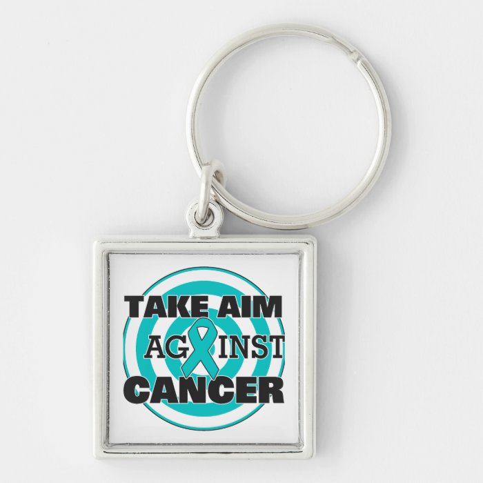 Ovarian Cancer Take Aim Against Cancer Keychain