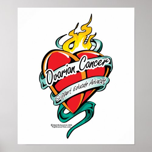 Ovarian Cancer Tattoo Heart Poster