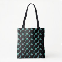 Ovarian Cancer Teal Awareness Ribbon and Kicks Tote Bag