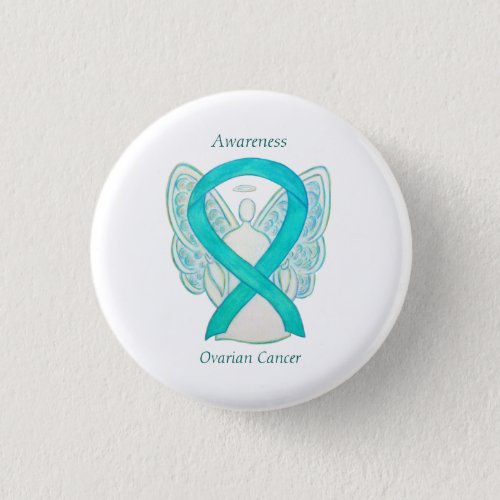 Ovarian Cancer Teal Awareness Ribbon Angel Pin