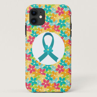 Ovarian Cancer Teal Awareness Ribbon iPhone 11 Case