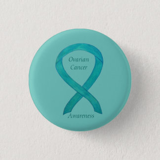 Ovarian Cancer Teal Awareness Ribbon Custom Pin