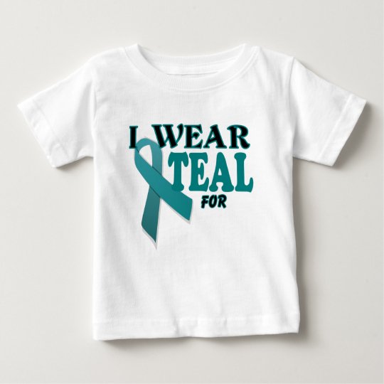 Download Ovarian Cancer Teal Awareness Ribbon Template Baby T-Shirt ...