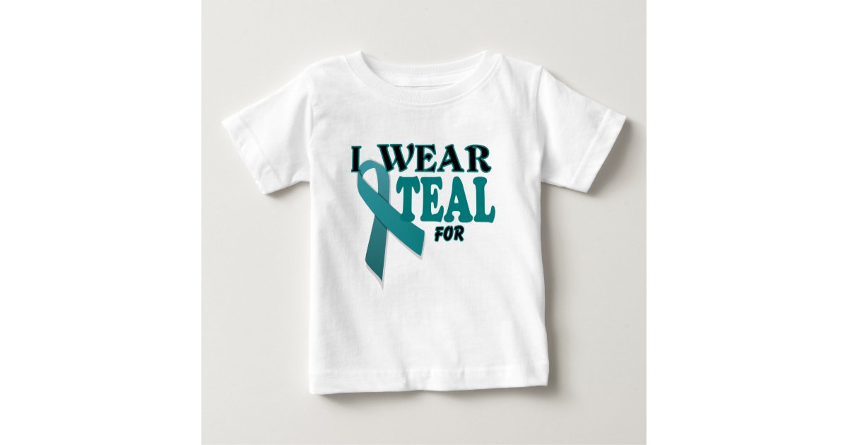 Ovarian Cancer Teal Awareness Ribbon Template Baby T-Shirt | Zazzle.com