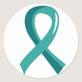Ovarian Cancer Teal Ribbon 3 Classic Round Sticker