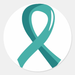 Ovarian Cancer Teal Ribbon 3 Classic Round Sticker