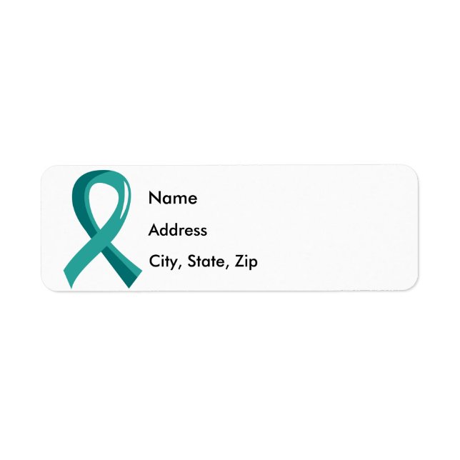 Ovarian Cancer Teal Ribbon 3 Label (Front)