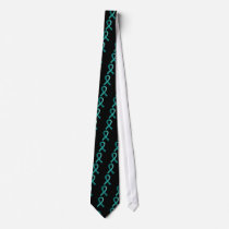 Ovarian Cancer Teal Ribbon 3 Tie