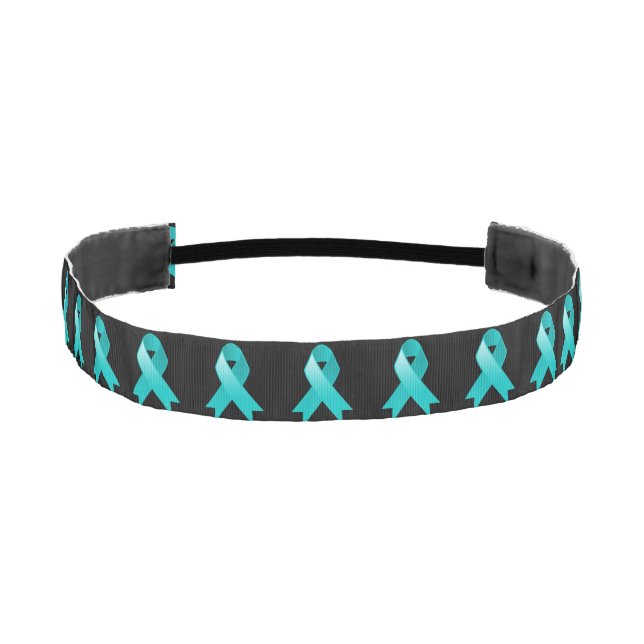 Ovarian Cancer Teal Ribbon Athletic Headband (Front)