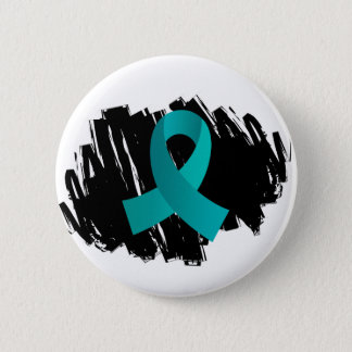 Ovarian Cancer Teal Ribbon With Scribble Pinback Button