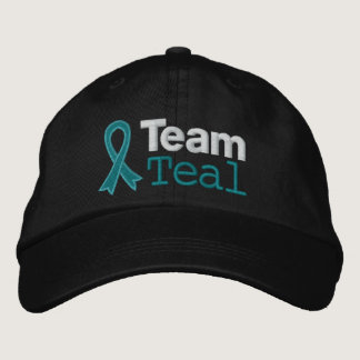 Ovarian Cancer Team Teal Embroidered Baseball Hat