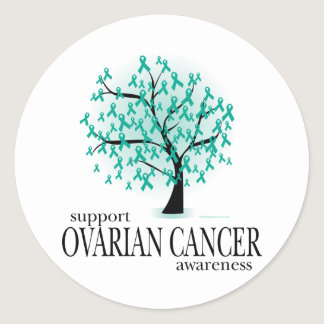 Ovarian Cancer Tree Classic Round Sticker