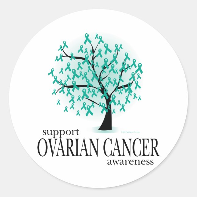 Ovarian Cancer Tree Classic Round Sticker (Front)