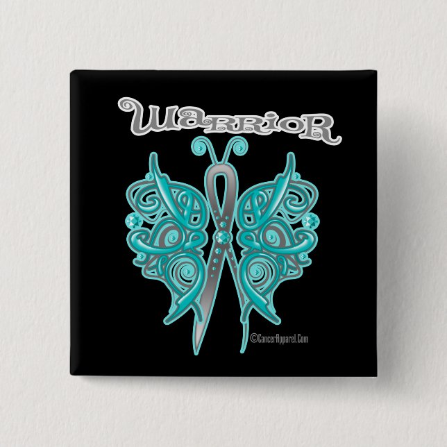 Ovarian Cancer Warrior Celtic Butterfly Button (Front)